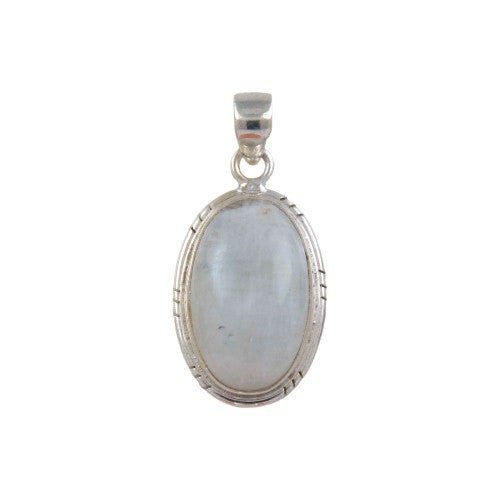 Colgante Oval 40mm Plata ley LISO PIEDRA LUNA 1190