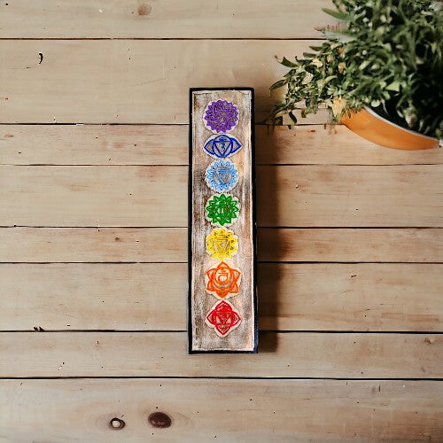 Colgador madera 7 chakras 60x15cms REF 1290