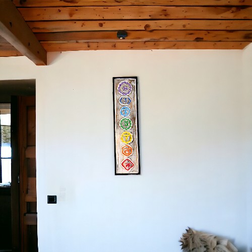 Colgador madera 7 chakras 39X10cms REF 890