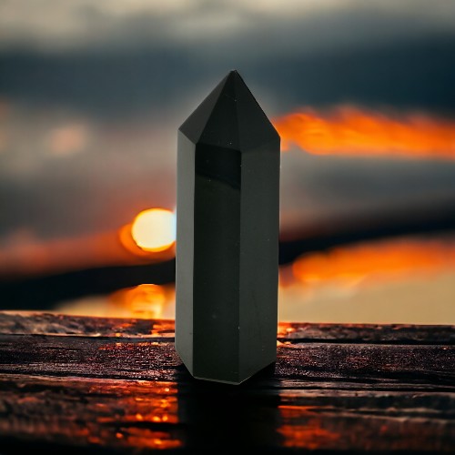 Punta mineral Obsidiana Negra 75mm