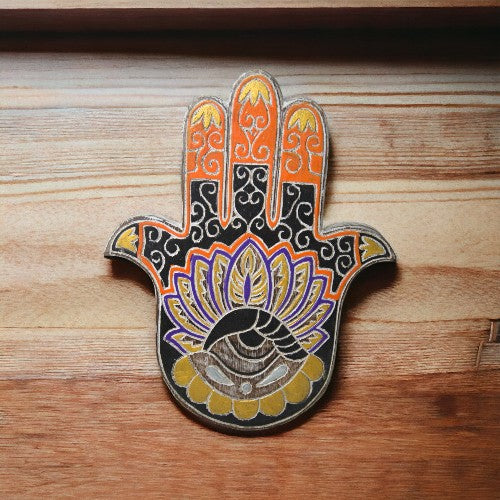 Mano Fátima madera artesanal 30x24cms - Negro