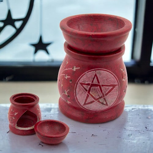 Quemador aceite PIEDRA 2,5" pentagrama rojo -9911A