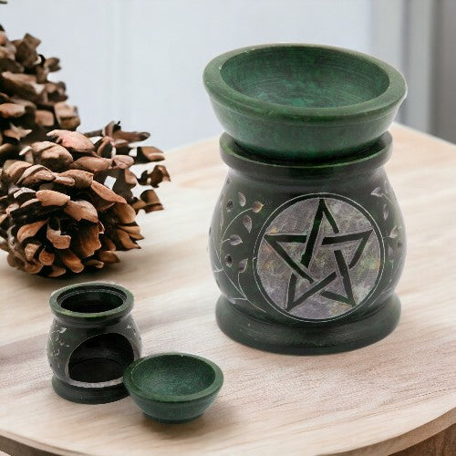Quemador aceite PIEDRA 2,5" pentagrama verde - 9911B