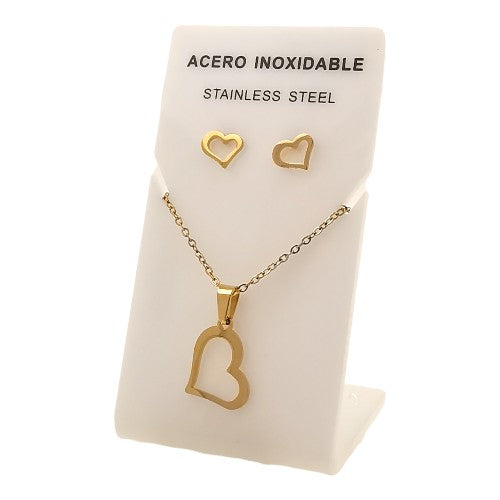 Conjunto Acero Dorado Corazón Mod. 02