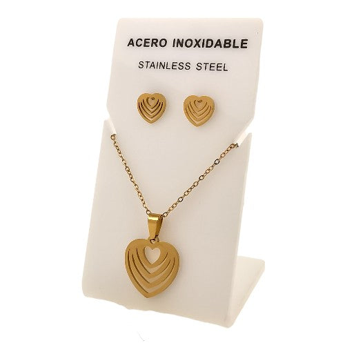 Conjunto Acero Dorado Corazón Mod. 03