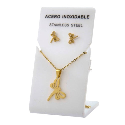 Conjunto Acero Dorado Libelula Mod. 18