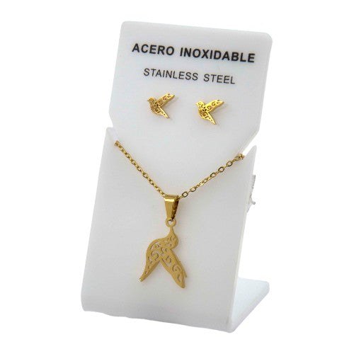 Conjunto Acero Dorado Colibrí Mod. 21