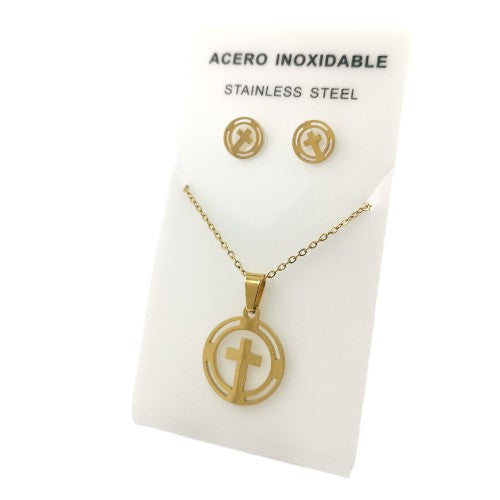 Conjunto Acero Dorado Cruz Mod. 31
