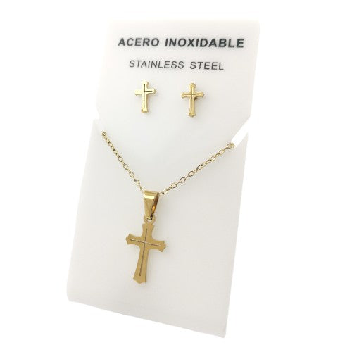 Conjunto Acero Dorado Cruz Mod. 33