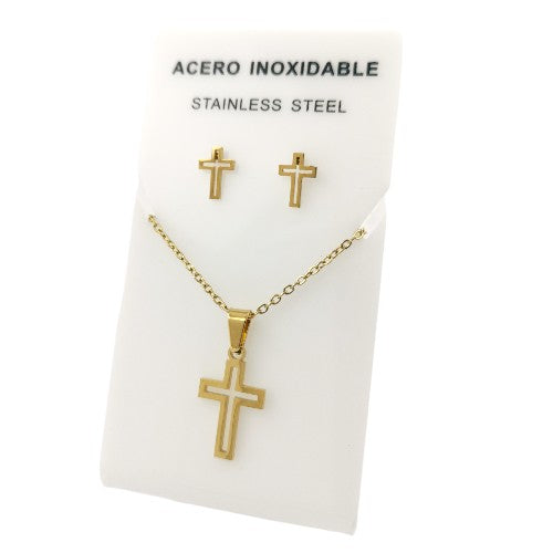 Conjunto Acero Dorado Cruz Mod. 34