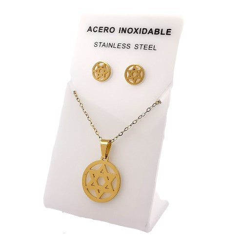 Conjunto Acero Dorado Estrella David Mod. 40