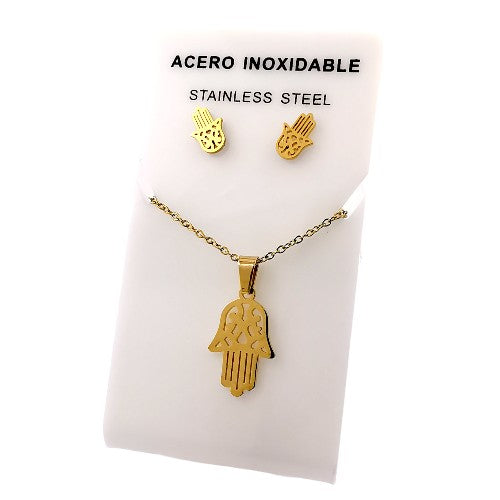 Conjunto Acero Dorado Mano de Fátima Mod. 44