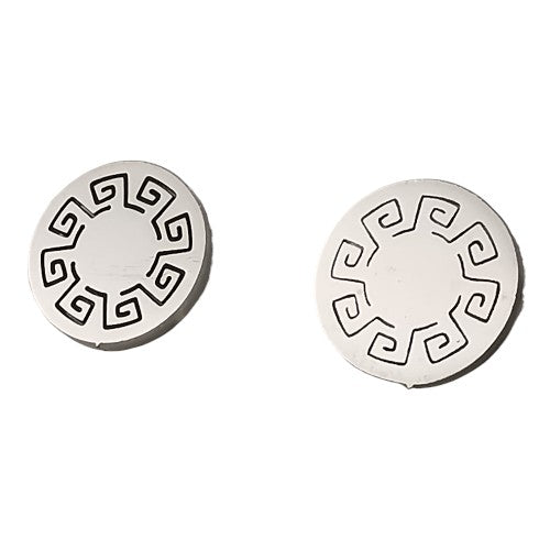 Pendientes Acero Plateado Circulo grabado