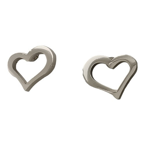 Pendientes Acero Plateado Corazón