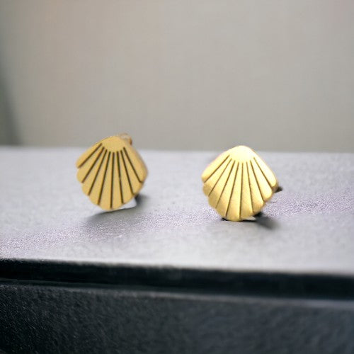 Pendientes Acero Dorado Concha