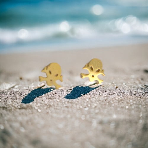 Pendientes Acero Dorado Calavera