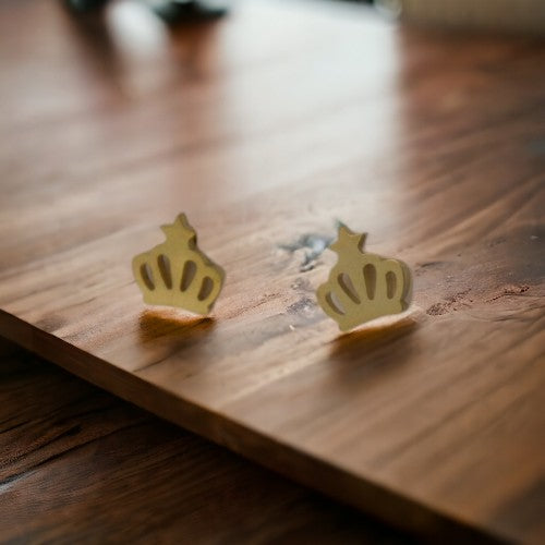Pendientes Acero Dorado Corona