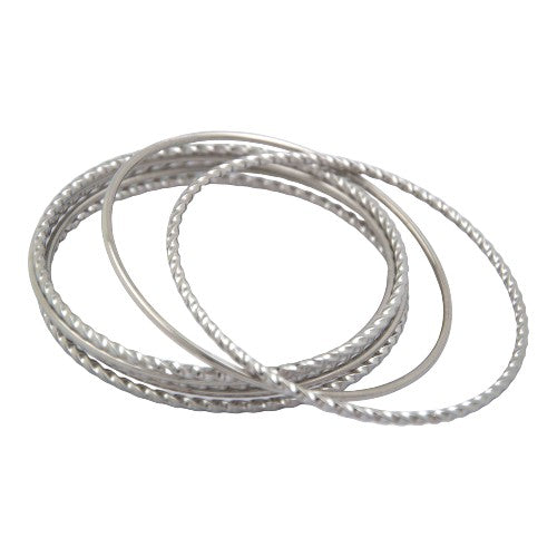 Pulsera Semanario Acero Plateado Lisa y Ondulada