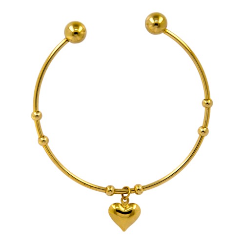 Pulsera Brazalete Acero Dorado Corazón