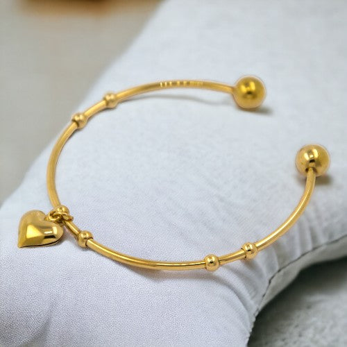 Pulsera Brazalete Acero Dorado Corazón