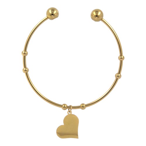 Pulsera Brazalete Acero Dorado Corazón liso