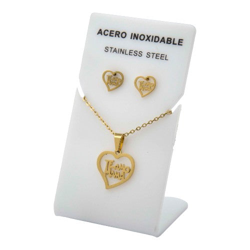 Conjunto Acero Dorado Te Amo Mamá