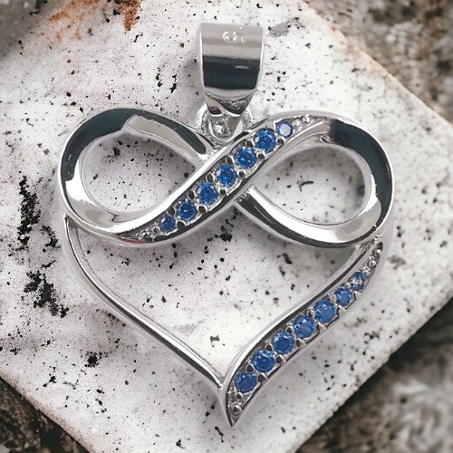 Colgante Plata Ley Corazón circonitas azul REF 490