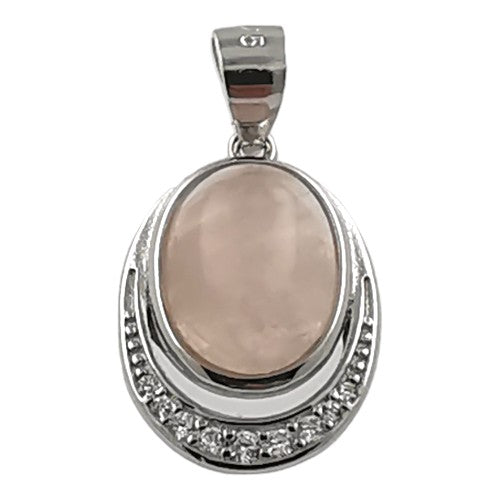 Colgante Plata Ley Cuarzo Rosa + circonitas REF590