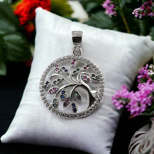 Colgante Plata Ley Árbol Vida circonitas REF 990