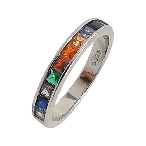 Anillo Plata de Ley 925 circonitas colores REF 990