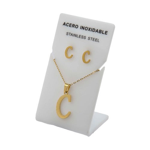 Conjunto Acero Dorado Abecedario "C"