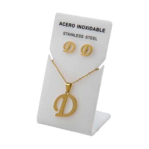 Conjunto Acero Dorado Abecedario "D"