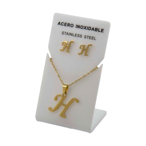 Conjunto Acero Dorado Abecedario "H"