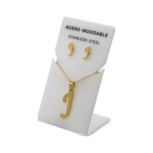 Conjunto Acero Dorado Abecedario "J"