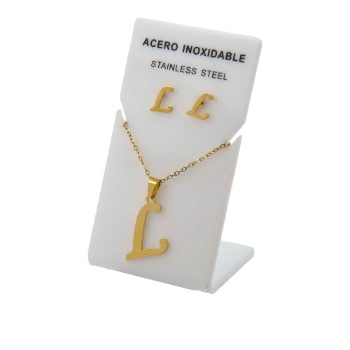 Conjunto Acero Dorado Abecedario "L"