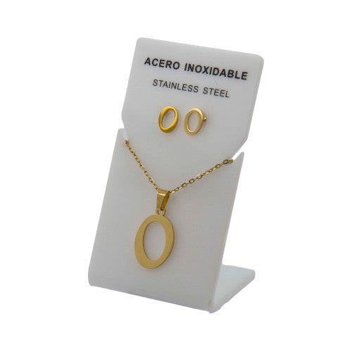 Conjunto Acero Dorado Abecedario "O"