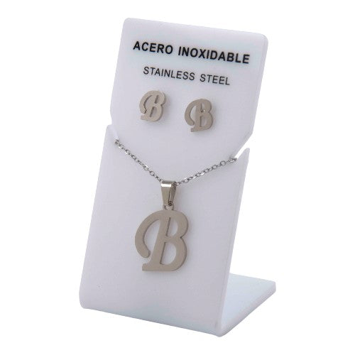 Conjunto Acero Plateado Abecedario "B"