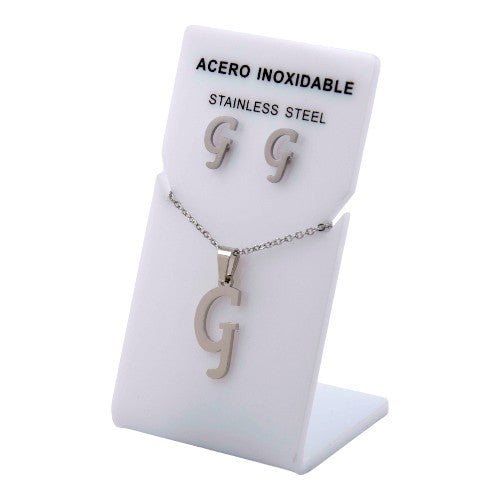 Conjunto Acero Plateado Abecedario "G"
