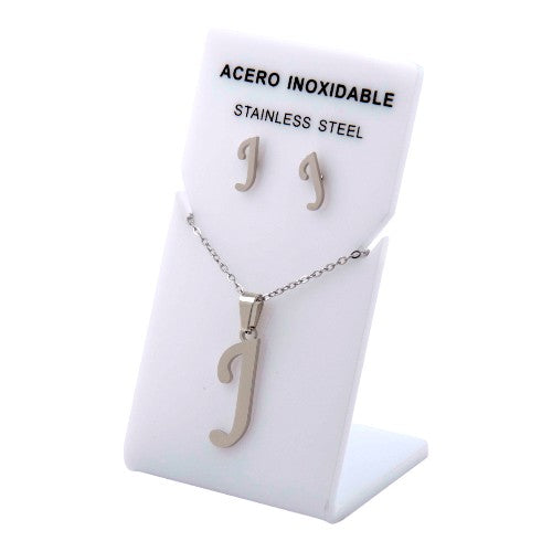 Conjunto Acero Plateado Abecedario "J"