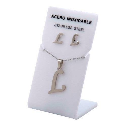 Conjunto Acero Plateado Abecedario "L"