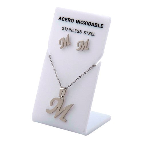 Conjunto Acero Plateado Abecedario "M"