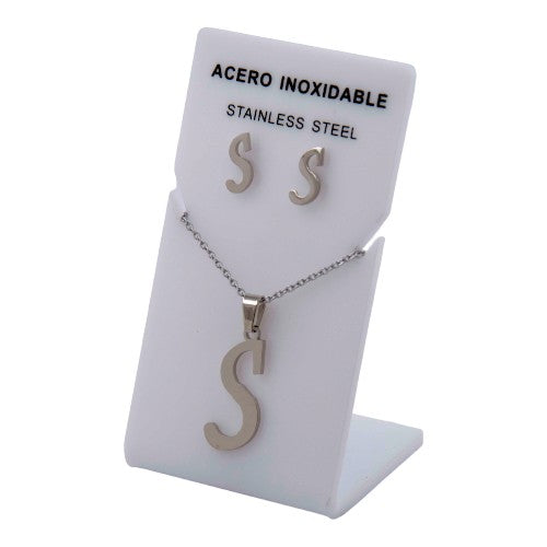Conjunto Acero Plateado Abecedario "S"