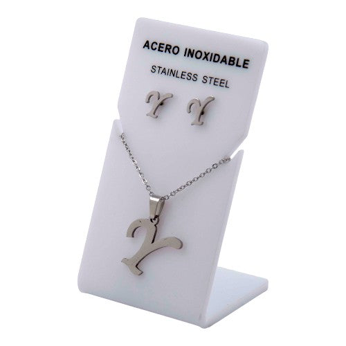 Conjunto Acero Plateado Abecedario "Y"