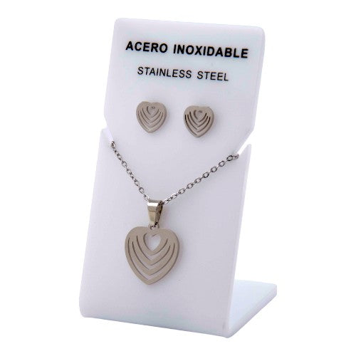 Conjunto Acero Plateado Corazón mod. 49