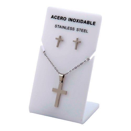 Conjunto Acero Plateado Cruz mod. 53