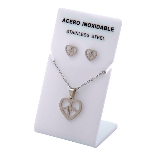 Conjunto Acero Plateado Corazón electro mod. 57