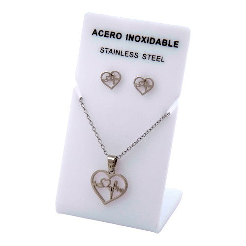 Conjunto Acero Plateado 2 Corazón electro mod. 59