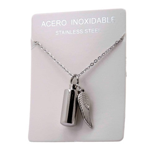 Colgante Acero Urna y abalorio ala Ángel REF. 8