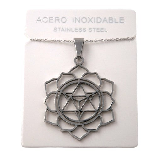 Colgante Acero plateado meditación Merkaba REF.5