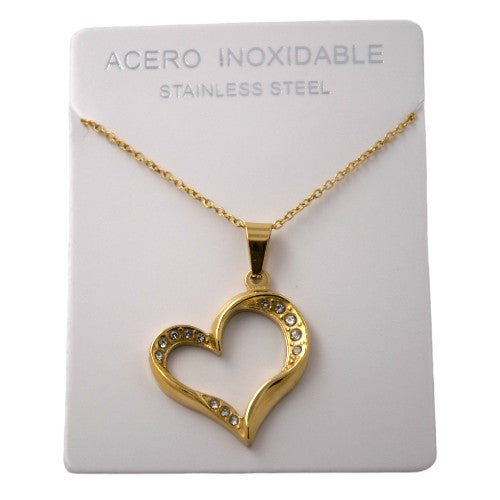 Colgante Acero dorado Corazón Circonita REF.5